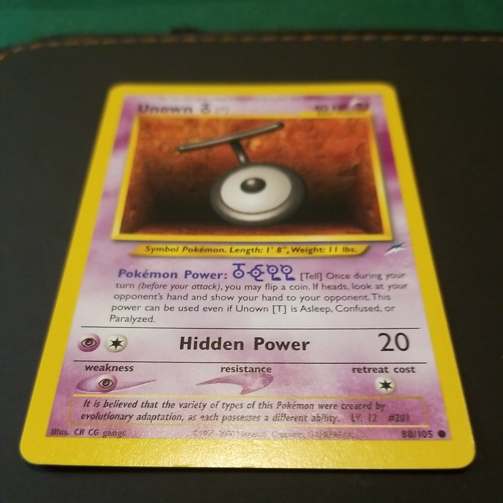 Unown T 88/105 Neo Destiny Set TCG Pokemon Card NM WOTC Vintage