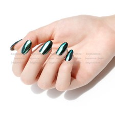 Nuevo Pigmento en Polvo de Uñas Efecto Cromo Espejo Verde Sin Esmalte Lámina Uñas Color