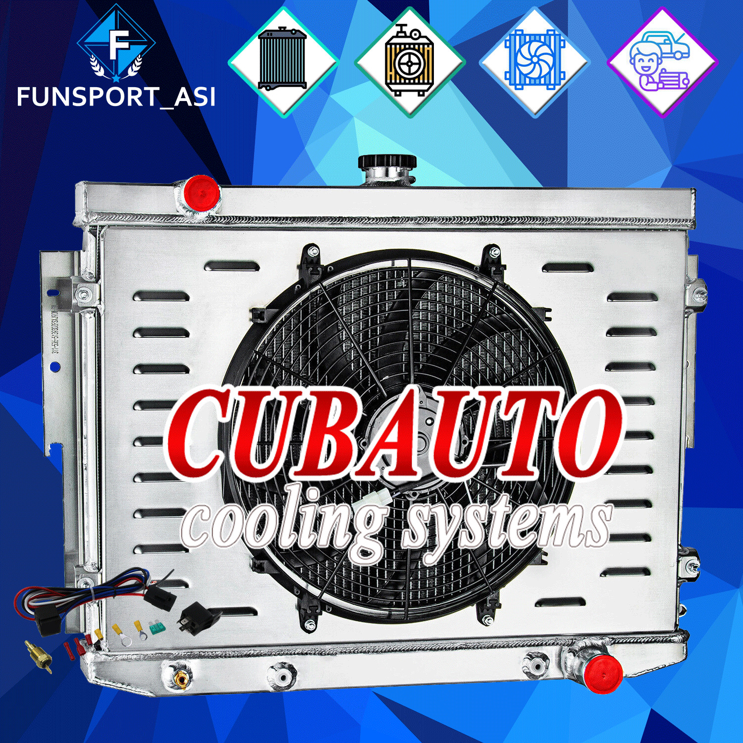 4 Row Radiator Shroud Fan For DODGE CORONET CHARGER SATELLITE 7.2L 440 1973-1974