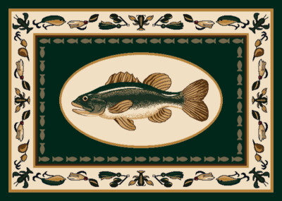 2x4 Milliken Fishtales 04000 Trophy Fly Fishing Area Rug - Approx 2'8''x3'10''