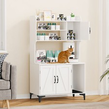 Modern Cat Litter Box Furniture, Hidden Litter Box Enclosure With Scratching Mat