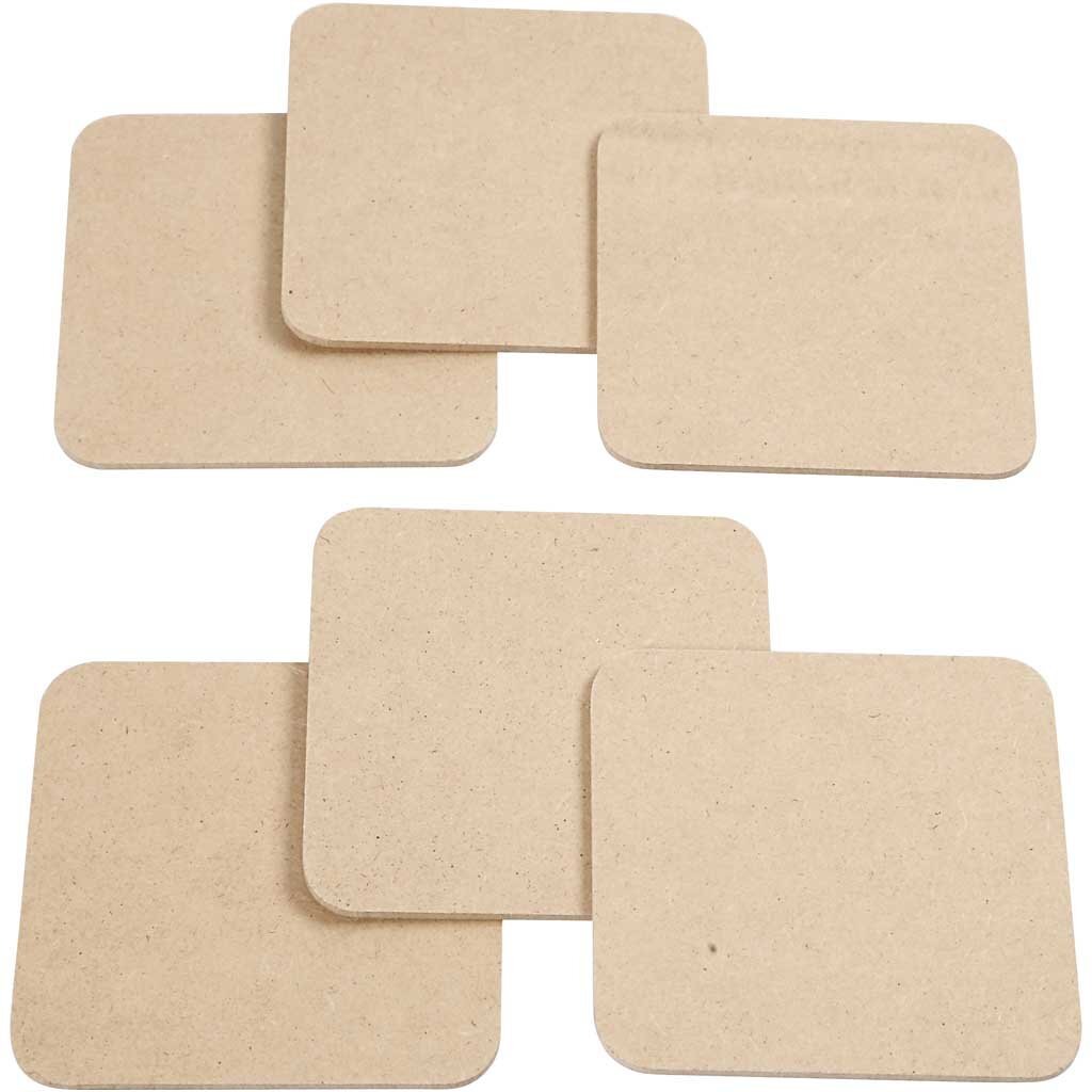 Coaster, size 10x10 cm, thickness 3 cm, MDF, 6pcs