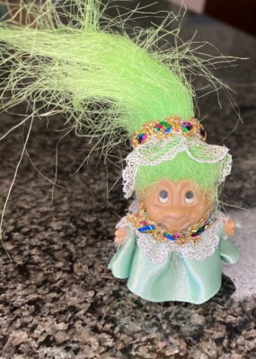 Vintage D.A.M. 1989 Miniature Green Hair Troll Magnet