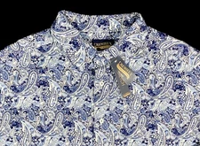 Men's CREMIEUX PREMIUM DENIM Blue White + Paisley STRETCH Shirt 2XT TALL NWT NEW