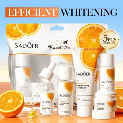 SADOER Vitamin C Hautpflegesets Gesichtsreiniger Toner Gesichtscreme Serum Lotion