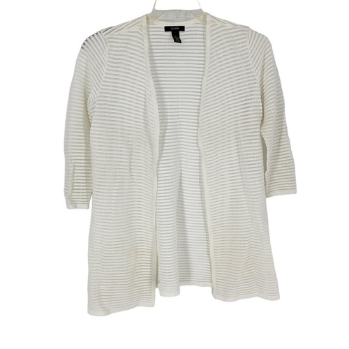 Alfani Open Front 3/4 Sleeve Striped Sheer Cardigan Rayon Blend Small