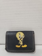 Vintage 1999 Looney Tunes Trifold Wallet Tweety Bird Black