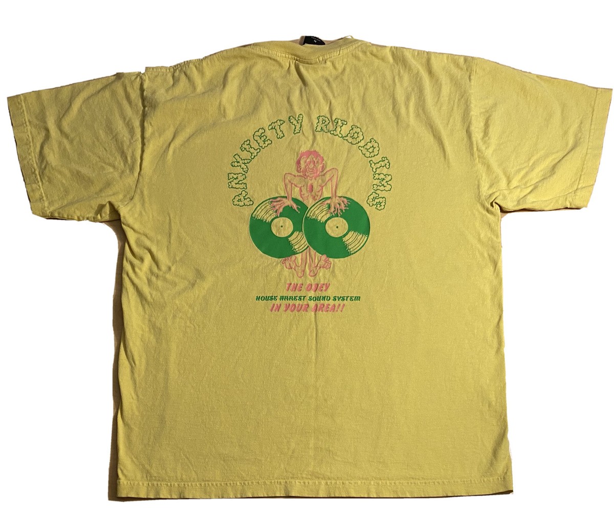 Obey Clothing Company Mens Shirt Size M Yellow Anxiety Riddims Made In USA