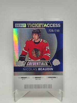 2021-22 Upper Deck Credentials #93 Nicolas Beaudin Debut Ticket Access/ 799