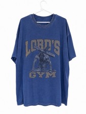 Vintage Lords Gym Shirt Men's Blue USA Made Cotton Faded Distressed 5XL