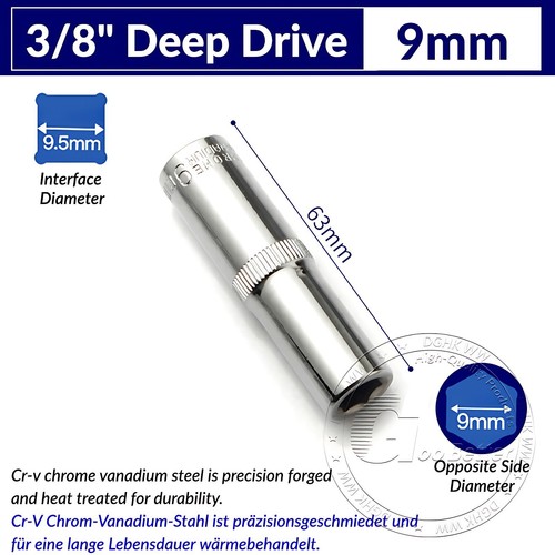 Chrome Plated 6 Point Sockets 3/8" Drive, Shallow or Deep Choose Size 6mm - 24mm - Afbeelding 26 van 47