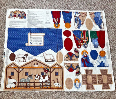 3D Nativity Scene Cut Sew Fabric 4 Panel OOP Christmas Manger VIP Cranston Print