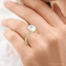 Certified 4.50Ct Cushion Diamond Engagement Ring Hidden Halo 14k Lab Grown