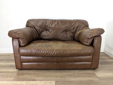 ARMCHAIR Alexander & James Brown Leather Loveseat Zip On Cushions FREE DELIVERY