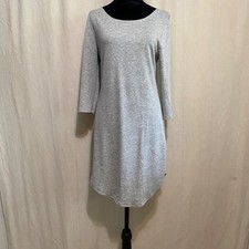 Heather Gray Shift Dress Three Quarter Sleeves Rounded Hem Size Large