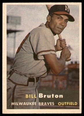 1957 Topps #48 BILL BRUTON  Milwaukee Braves  VGEX (Light Wrinkles Mid)