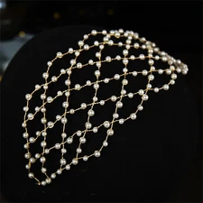 Bridal Headpiece Wedding Headband Pearl Vintage Hair Bands for Brides