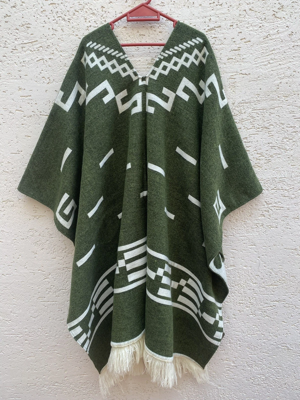 Clint Eastwood Western Cowboy Poncho Serape Handmade Alpaca Wool Olive Green  image 2