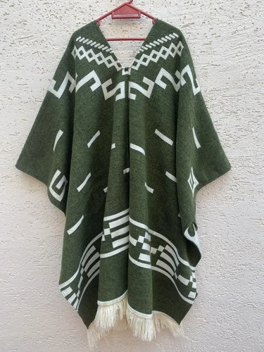Clint Eastwood Western Cowboy Poncho Serape Handmade Alpaca Wool Olive Green  image 2