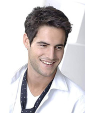 Mens Wig Short Drak Brown Wigs Layered Natural Cosplay Party Costume Hair Ful...