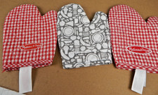 Melissa Doug Red Check Pretend Kitchen Oven Mitt Pot Holder Baking Gray lot 3