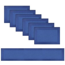 Blue Vinyl Placemats 6 PCS With 72 Inch Table Runner Set 7 PCS Heat Resistant