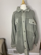 Free People Ruby Shacket Fleece Women’s Gray Oversized  Boho  XL New with  tag