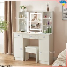 Escritorio tocador, escritorio tocador de maquillaje con 3 modos espejo de luz LED, salón dormitorio