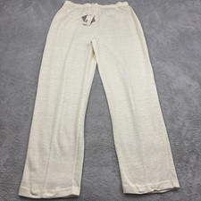 VTG Jones New York 100 Linen Pants Womens L Ivory Pull On Straight Leg Beachy