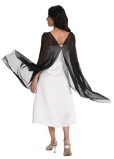 Women's Chiffon Capelet Shawls and Wraps Chiffon Capes for Bridesmaid Black
