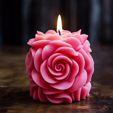 Rose Flower Pillar Candle Silicone Mold Handmade Soap Gypsum Resin DIY Valentine
