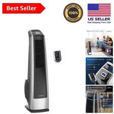 High Velocity 35" Oscillating Tower Fan in Silver/Black - Remote Control & Timer