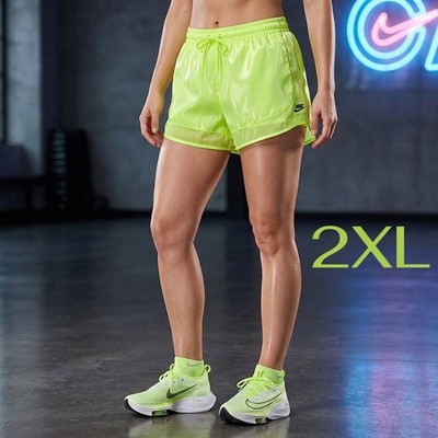 Nike Air Neon Yellow Sheen Shorts Women s 2XL - Vibrant Translucent Glossy