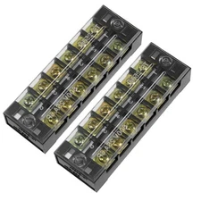 2Pcs Dual Row 6 Positions Cable Barrier Block Terminal Strip TB-2506L 600V 25A