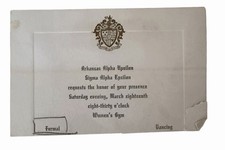1930&rsquo;s Sigma Alpha Epsilon Fraternity Invitation Card Arkansas