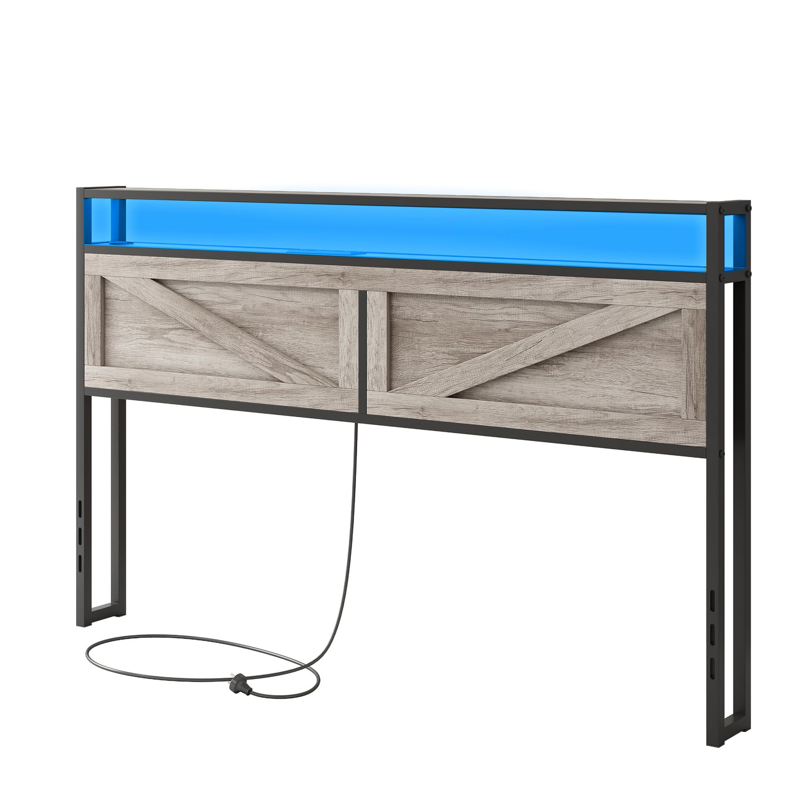 Modern Queen Bed Frame with Headboard, Storage & Built-In LED Lights  -image