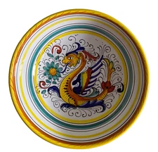 Deruta Italy Italian Pottery Raffaellesco Griffin Dragon 8” Bowl Pasta Soup