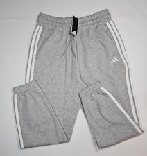 Adidas Essentials Womens Grey 3 Stripe Joggers Fleece Sweatpants Size XL NWT