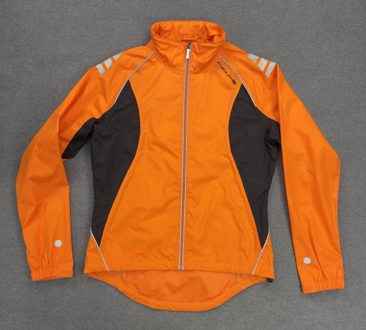 Endura Laser Jacket Womens Large Orange Full Zip Waterproof Seam Sealed Packable