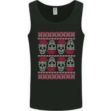 Christmas Skulls Xmas Heavy Metal Rock Music Mens Vest Tank Top