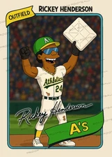 Rickey Henderson  1980 Rookie Homer's Heroes Simpsons Custom Trading Card A's