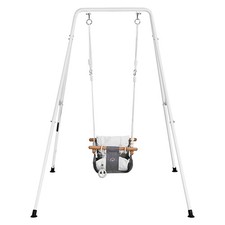 Toddler 2-in-1 Swing and Jumper Set with Foldable Steel A-Frame, Black