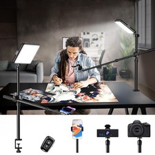 Ultra Bright Ring Light with Overhead Phone Camera Mount-Desk Clamp Key Light...