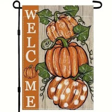 Fall/Autumn Yard Garden Flag - 12" x 18" - Double-Sided Burlap Flag