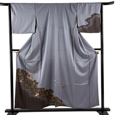 Silk Kimono M Size Gray A-line Used