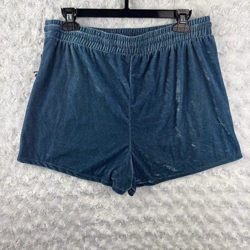 Haute Monde Women’s Blue Velvet Drawstring Shorts Size Large - Picture 4 of 5