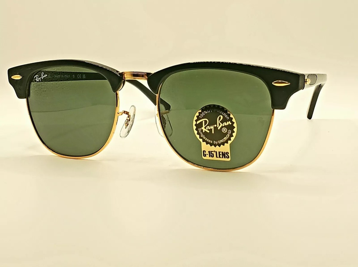 【リオー】レイバン  RB3016 W0365 49□21 Ray-Ban Clubmaster RB 3016 W0365 49[]21 3N Black / Gold