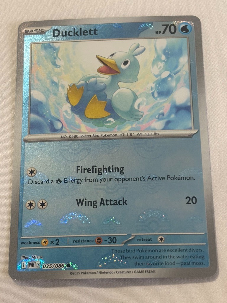 Pokemon TCG Ducklett 025/086 White Flare (Poke Ball Pattern)