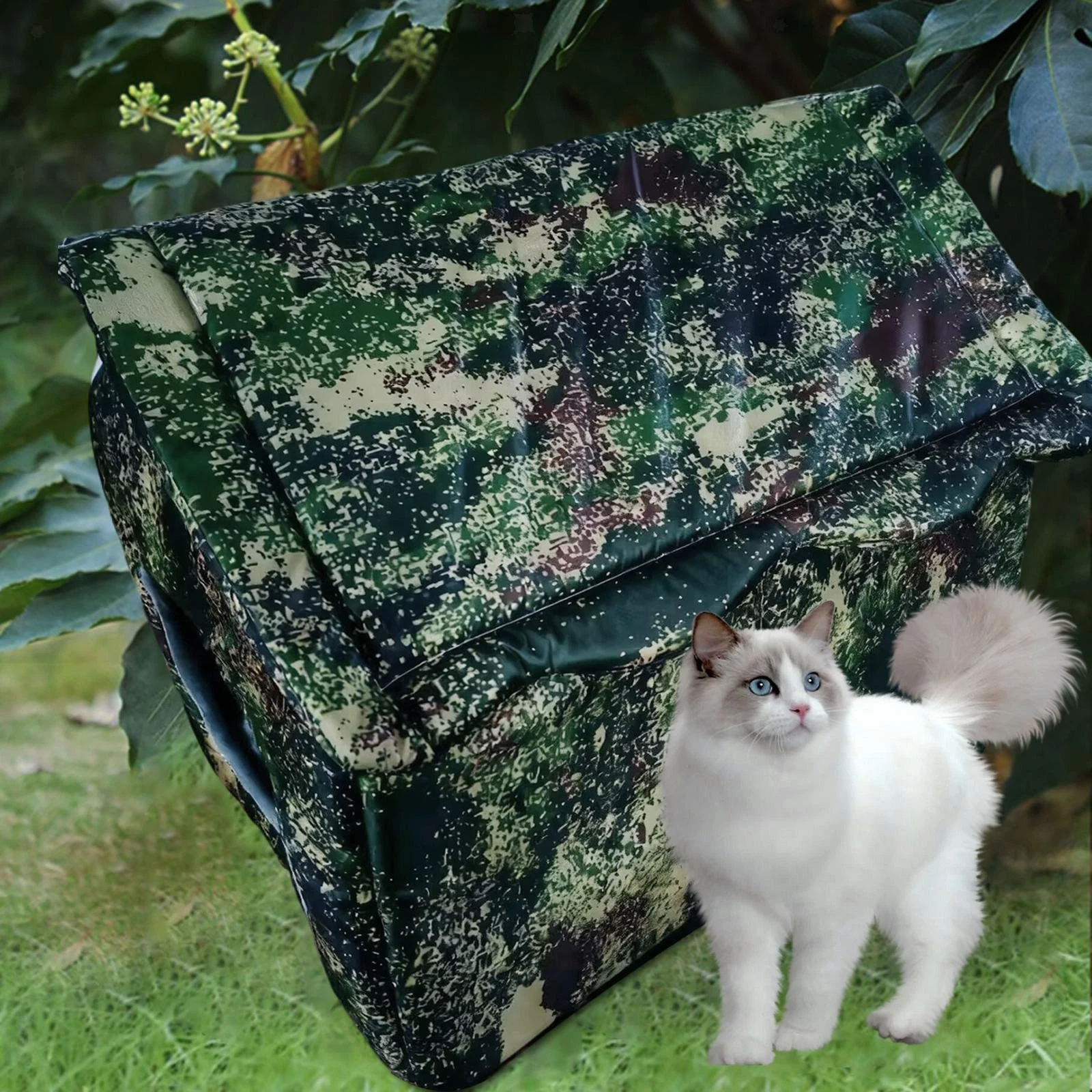 Cat House for Outdoor Cats Cat Shelter Weatherproof Warm Windproof Winter Pet