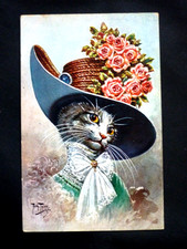 AK ARTHUR THIELE  Grußkarte,  vornehme Katze...